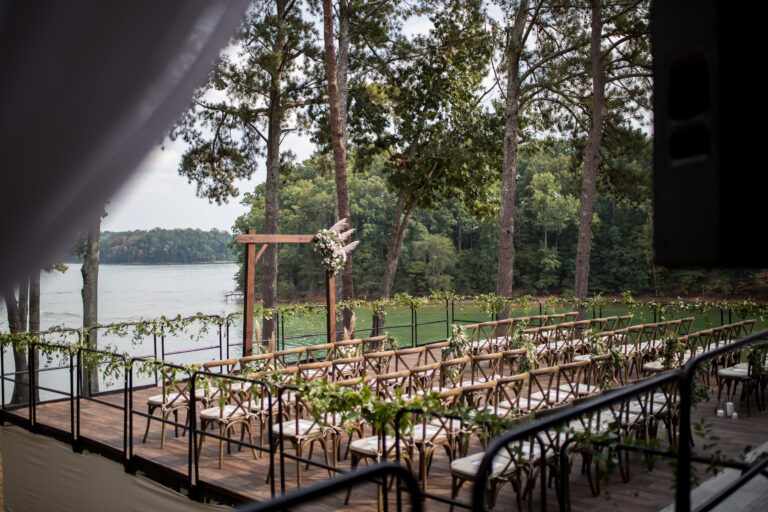Event setup on hillside using adjustable staging