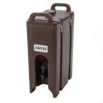 T3 Event Rentals provides a Cambro Drink Server for rent. This large brown insulated beverage dispenser, labeled COFFEE, comes complete with handles and a convenient spigot, perfect for any event in North Georgia.