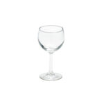 The Optic White Wine Glass (25 rack) from T3 Event Rentals showcases a clear, elegant design with a round bowl, slender stem, and flat base, perfectly fitting for any event in Atlanta. Ideal for event rentals in the area, T3 is your go-to company for top-quality glassware.