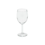 T3 Event Rentals presents the Optic White Wine Glass, showcasing a clear design with a slender stem and round base, perfectly suited for your Forsyth County event. Rent from us today!.