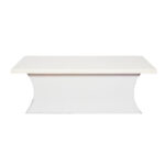 Lit Delano Table with under lights off showing white table top and white stretch underneath.