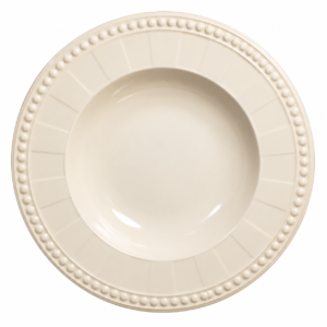 Venice Cream Soup Bowl with a beaded rim, rented by T3 Event Rentals