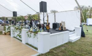 Stage surround rental in herringbone for 16×24' stage