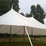 Up angled shot of a sailcloth tent