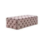 Rent a luxurious rectangular, tufted ottoman bench upholstered in light pink velvet from T3 Event Rentals for your next Atlanta event. This plush, quilted ottoman with rounded edges adds elegance and comfort to any occasion. Reserve this stylish rental piece through T3 Event Rentals—proudly serving Atlanta and surrounding areas!.