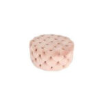 Elevate your Atlanta event with a round, tufted ottoman rental from T3 Event Rentals. This luxurious piece features soft, light pink upholstery and a plush, cushioned look—perfect for adding style and comfort to any celebration. All items are rentals; nothing is for sale. Choose T3 Event Rentals for exceptional Atlanta party furniture!.