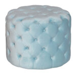 Buckhead Pouf Tiffany Plush Velvet Ottoman in Light Blue