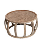 Ellenwood Coffee Table – Round Wood Event Table with Sculpted Base