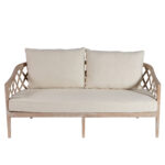 Ellenwood Sofa two-seater with ivory cushions and natural wood frame, perfect for events and lounge setups