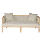 Lenox Sofa two-seater with ivory cushions and natural wood frame, perfect for events and lounge setups