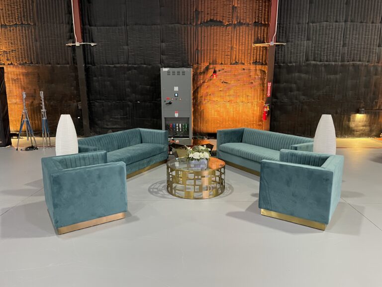 Event photo of our buckhead sofas, buckhead chairs, and buckhead coffee table.