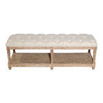 Roswell Side Table Ivory with tufted cushion and rustic wood frame for event lounge rental