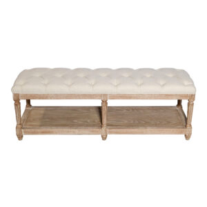 Roswell Side Table Ivory with tufted cushion and rustic wood frame for event lounge rental