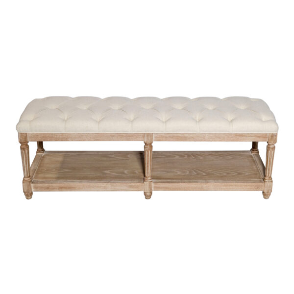 Roswell Side Table Ivory with tufted cushion and rustic wood frame for event lounge rental