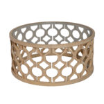 Lenox Coffee Table Wood and Glass Round Event Rental from T3