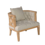Lenox Chair Ivory – Tufted Upholstered Lounge Chair with Wood Frame