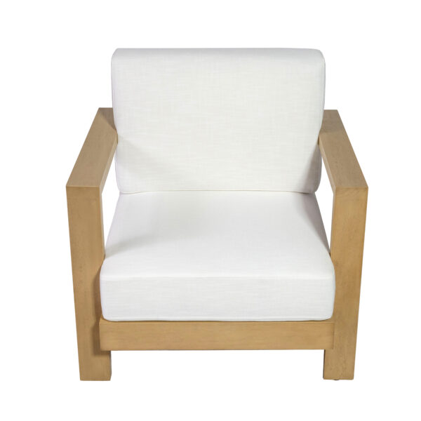 Savannah Chair White Natural Wood Lounge Rental from T3