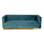 Buckhead Sofa Teal rental for weddings, lounges, and VIP events. Bold, modern seating available now from T3 Event Rentals.