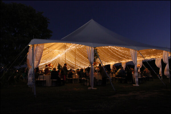 Event lighting rental – twinkle lights under canopy