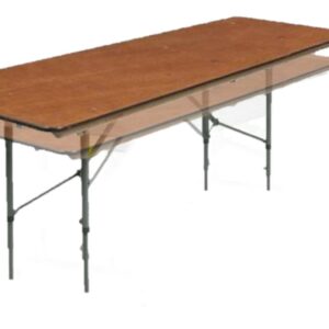 Adjustable height eight foot wood folding table