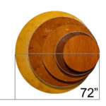 Diagram showing the 72 inch round table top against T3 other round sizes, with the 72 inch highlighted and dimensioned